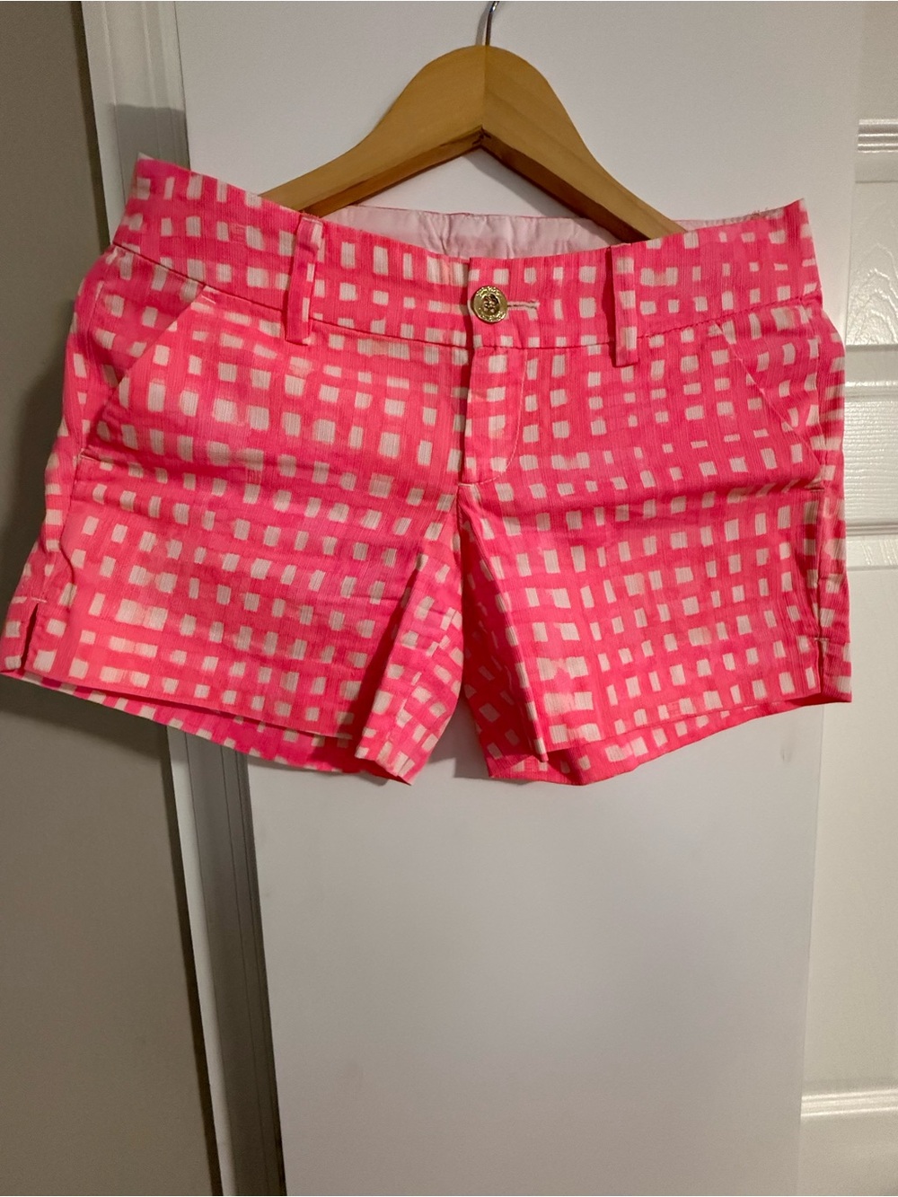 Lilly Pulitzer Pink Checkerboard Cotton Shorts